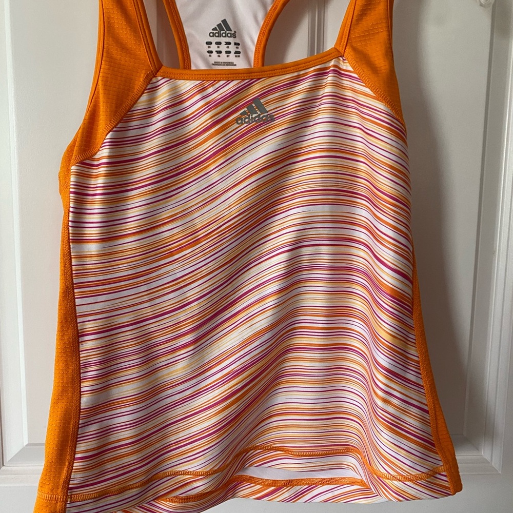 Adidas Orange Striped Tank Top